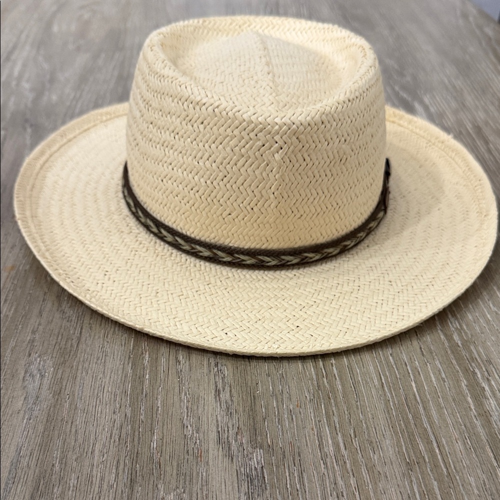 Bailey Of Hollywood Natural Straw Fedora with Braided Dark Brown Band
